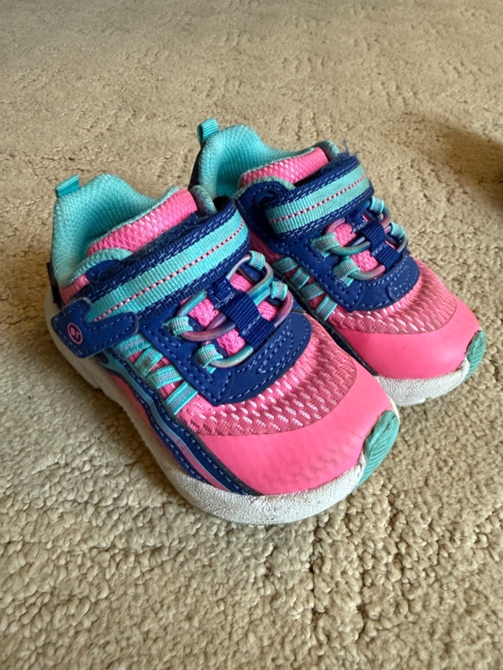 Stride Rite Made2Play Pink Teal and Navy Toddler Athletic Sneakers size 5.5W
